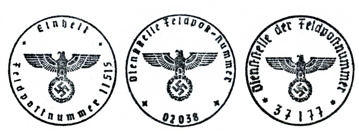 Przykłady stempli poczty polowej III Rzeszy